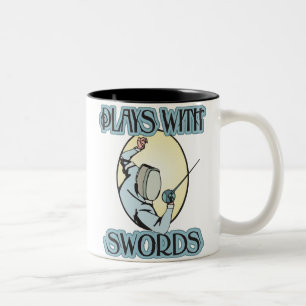 Caneca De Café Em Dois Tons Jogos com espadas