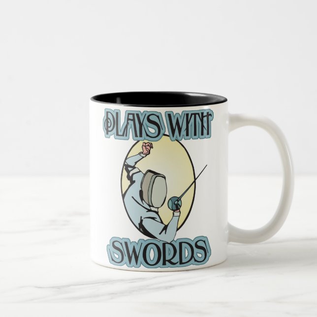 Caneca De Café Em Dois Tons Jogos com espadas (Direita)