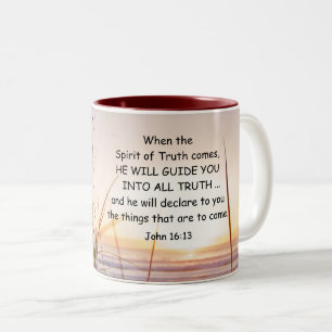 Caneca De Café Em Dois Tons John 16:13 Espírito da Verdade o guiará, Oceano