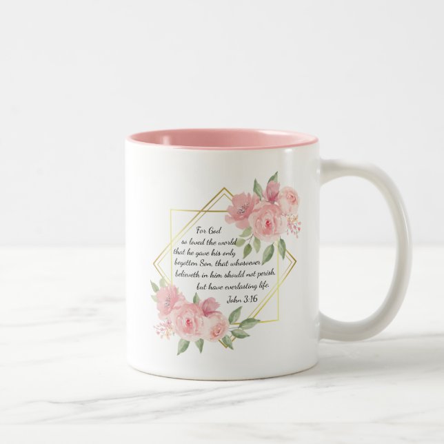 Caneca De Café Em Dois Tons John 3:16 Bíblia Verse inspiracional (Direita)