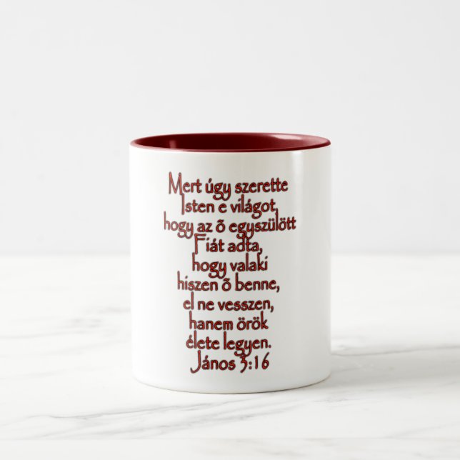 Caneca De Café Em Dois Tons John 3:16 Húngaro (Centro)