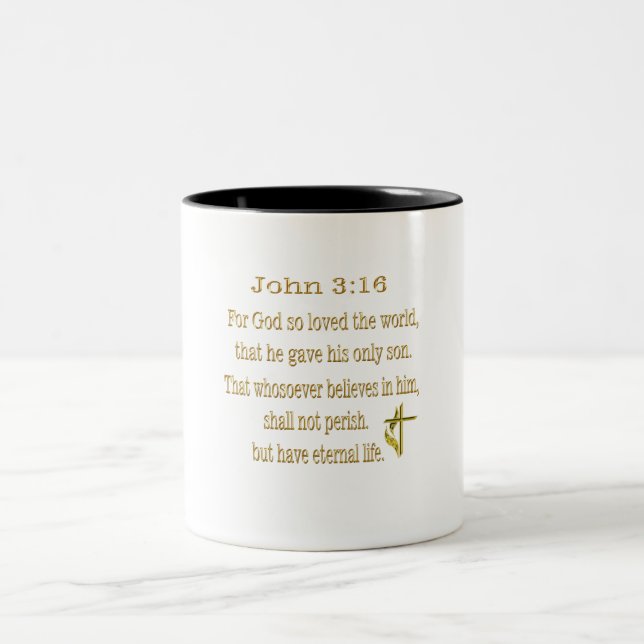 Caneca De Café Em Dois Tons John 3:16 itens (Centro)