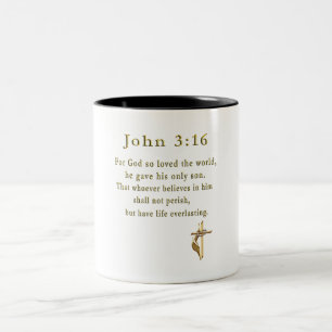 Caneca De Café Em Dois Tons John 3:16 presentes cristãos