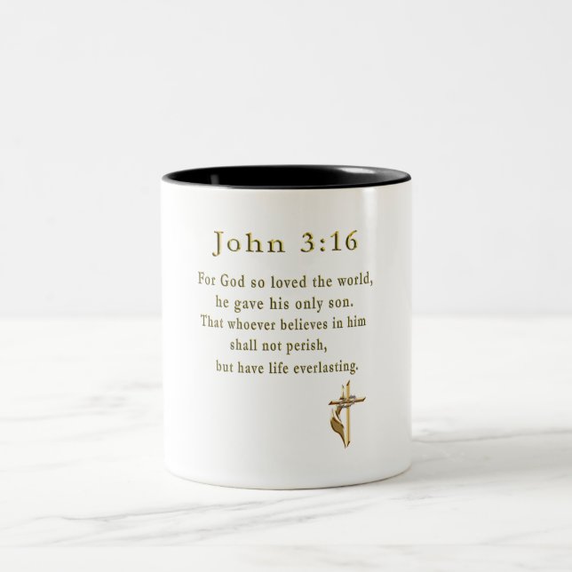 Caneca De Café Em Dois Tons John 3:16 presentes cristãos (Centro)