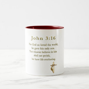 Caneca De Café Em Dois Tons John 3:16 presentes cristãos