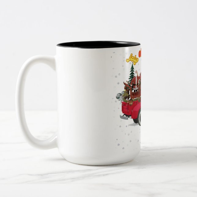 Caneca De Café Em Dois Tons Jolly Christmas Overloaded Truck (Esquerda)