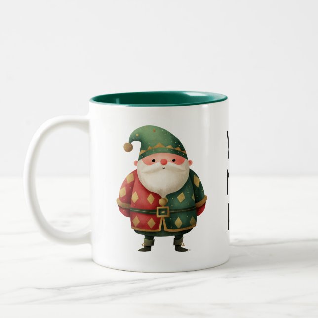 Caneca De Café Em Dois Tons Jolly Santa – Classic Christmas Cheer  (Esquerda)