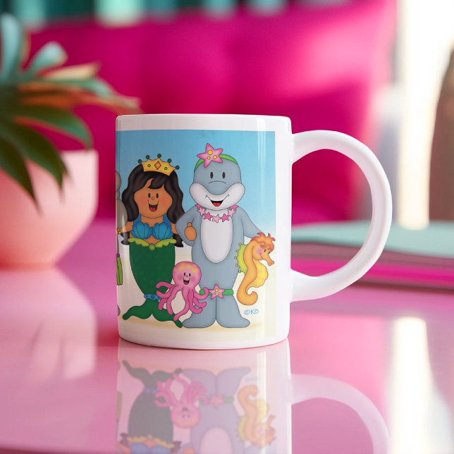 Caneca De Café Em Dois Tons JollyKins Sereia Amigos (Criador carregado)