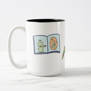 Caneca De Café Em Dois Tons Jornada dos Artistas Caderno de Desenhos Fofo Arte