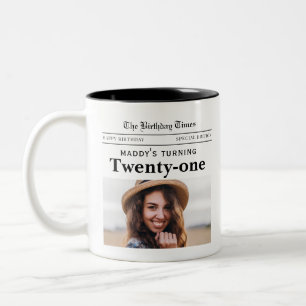 Caneca De Café Em Dois Tons Jornal de Aniversário de 21 Anos