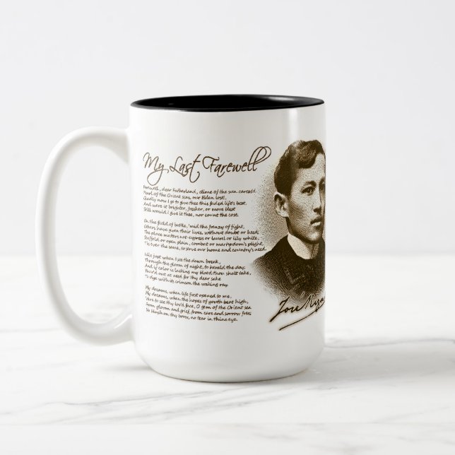 Caneca De Café Em Dois Tons Jose Rizal meu último adeus (Esquerda)
