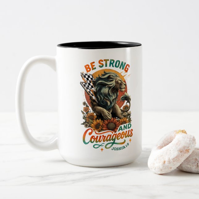 Caneca De Café Em Dois Tons Joshus 1:9 (Com Donut)