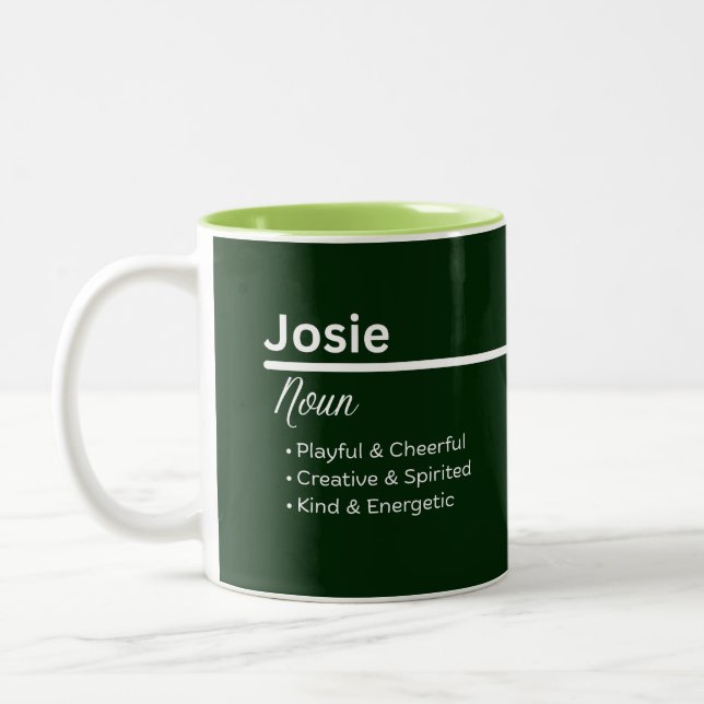 Caneca De Café Em Dois Tons Josie Personalized Name Coffee Mug (Esquerda)