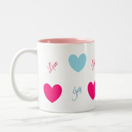 Caneca De Café Em Dois Tons Joy and Love Hearts