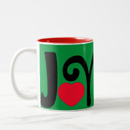 Caneca De Café Em Dois Tons Joy Heart Love