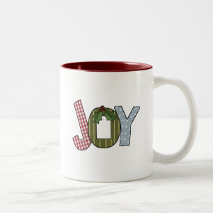 Caneca De Café Em Dois Tons JOY Holiday Camisetas e presentes