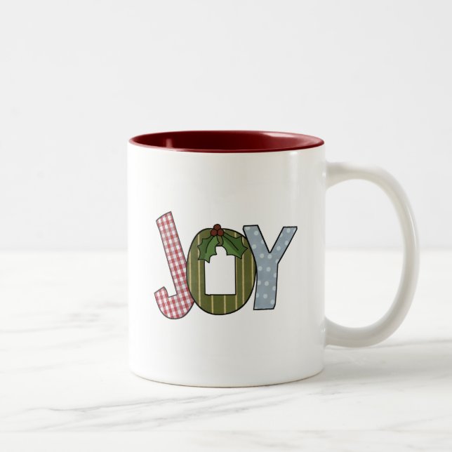 Caneca De Café Em Dois Tons JOY Holiday Camisetas e presentes (Direita)