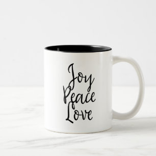 Caneca De Café Em Dois Tons Joy Peace Love Inspirational