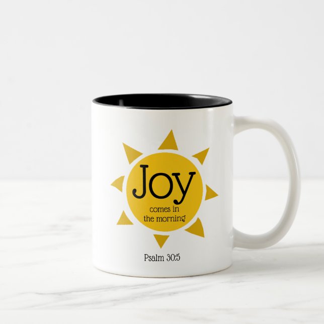 Caneca De Café Em Dois Tons JOY VEM NA COTA cristã DE MANHÃ CLIENTE (Direita)