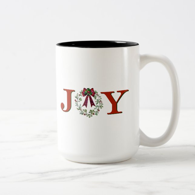 Caneca De Café Em Dois Tons Joy with Wreath (Direita)