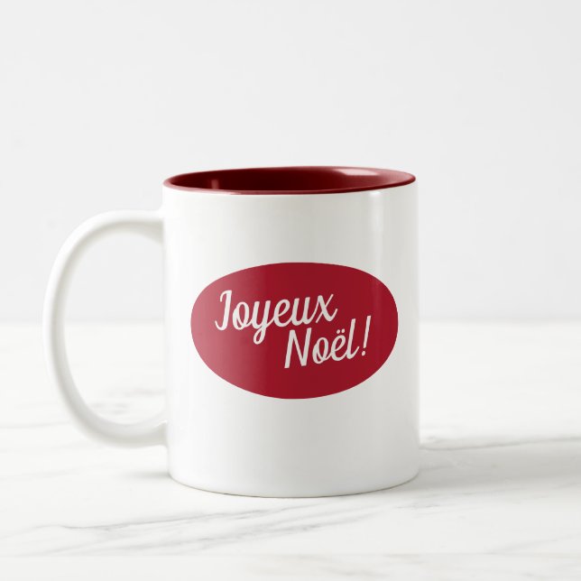 Caneca De Café Em Dois Tons Joyeux Noël Francês Feliz Natal (Esquerda)
