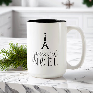 Caneca De Café Em Dois Tons Joyeux Noel   Torre Eiffel Feriada