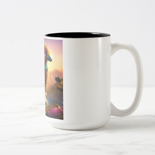 Caneca De Café Em Dois Tons Joyful Sips: Lata de cerâmica vibrante, Design imp (Direita)
