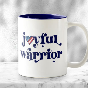 Caneca De Café Em Dois Tons Joyful Warrior Marinho Type USA Flag Heart Feminis