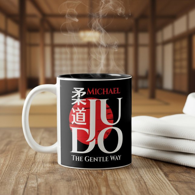 Caneca De Café Em Dois Tons Judo -Kanji, Rising Sun (Criador carregado)