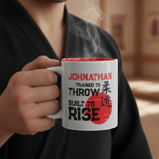 Caneca De Café Em Dois Tons Judo - Trained to Throw - Built to Rise