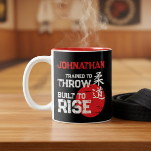 Caneca De Café Em Dois Tons Judô - Treinado para Arremessar - Construído para
