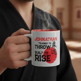 Caneca De Café Em Dois Tons Judô - Treinado para Arremessar - Construído para