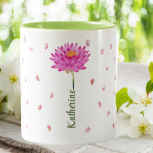 Caneca De Café Em Dois Tons Julho Aniversário Água Lily Nascimento Mês Flor Fl