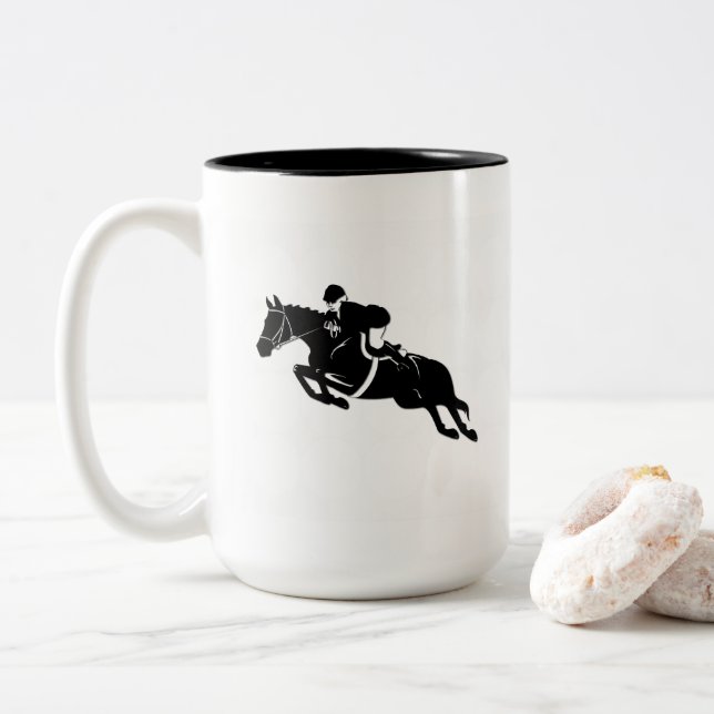 Caneca De Café Em Dois Tons Jumper equestre (Com Donut)