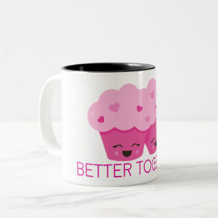 Caneca De Café Em Dois Tons Juntos É Melhor Dois Cupcakes Rosa Dia dos Namorad