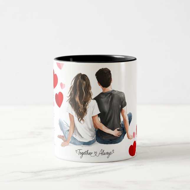 Caneca De Café Em Dois Tons Juntos Para Sempre Mug (Centro)