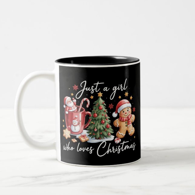 Caneca De Café Em Dois Tons Just A Girl who Loves Christmas Coquette Bow  (Esquerda)