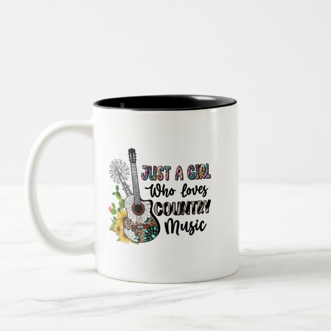 Caneca De Café Em Dois Tons Just a Girl Who Loves Country Music (Esquerda)