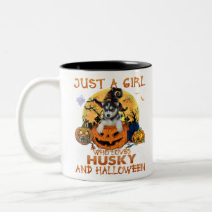 Caneca De Café Em Dois Tons Just A Girl Who Loves Husky And Halloween Husky Do