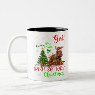 Caneca De Café Em Dois Tons Just A Girl Who Loves Irish Setters And Xmas Santa