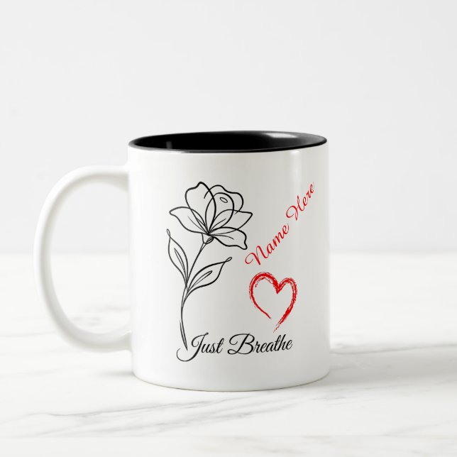 Caneca De Café Em Dois Tons Just Breathe Personalized  (Esquerda)