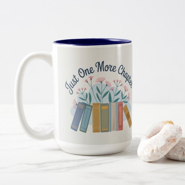 Caneca De Café Em Dois Tons Just One More Chapter Two Tone Mug (Com Donut)