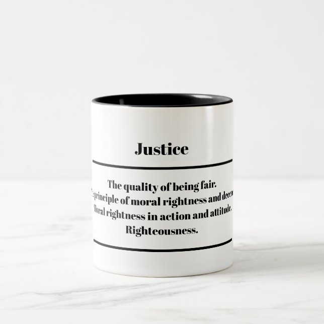 Caneca De Café Em Dois Tons "Justiça" Definição Mug (Centro)
