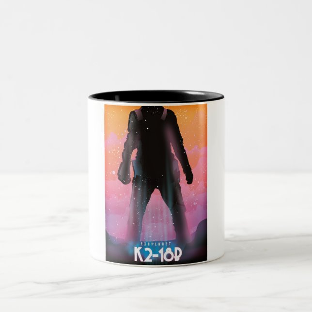 Caneca De Café Em Dois Tons K2-18b arte espacial exoplanetária (Centro)