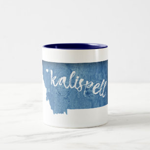 Caneca De Café Em Dois Tons Kalispell Montana Textura de Madeira