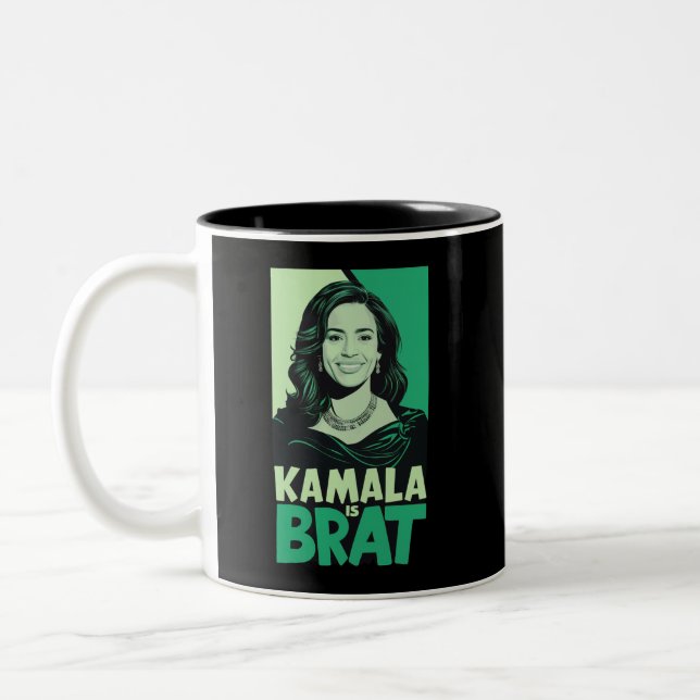 Caneca De Café Em Dois Tons Kamala é Brat Funny Sarcastic (Esquerda)