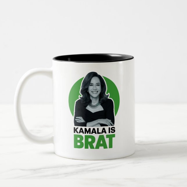 Caneca De Café Em Dois Tons Kamala é Brat Funny Sarcastic (Esquerda)