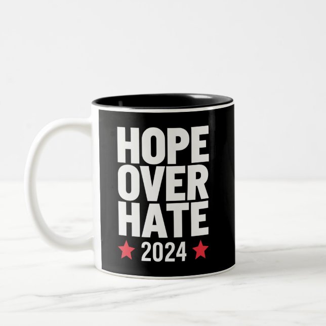 Caneca De Café Em Dois Tons Kamala Harris 2024 Esperança Sobre O Ódio Presiden (Esquerda)