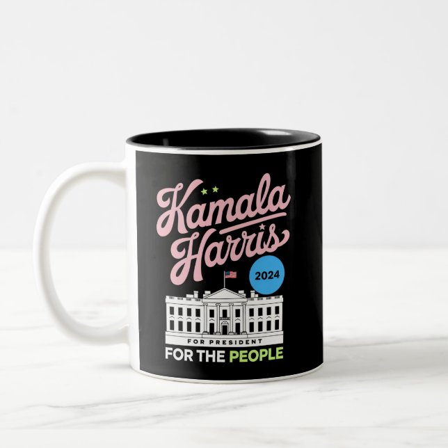 Caneca De Café Em Dois Tons Kamala Harris 2024 Social-Democrata Vote Blue (Esquerda)