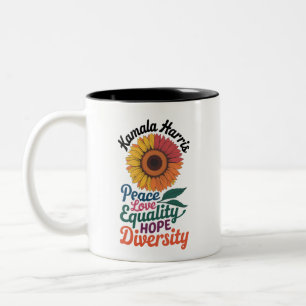 Caneca De Café Em Dois Tons Kamala Harris Paz Amor Igualdade Esperança Diversi